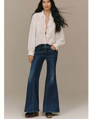 Anthropologie Dark Blue Flare Jeans